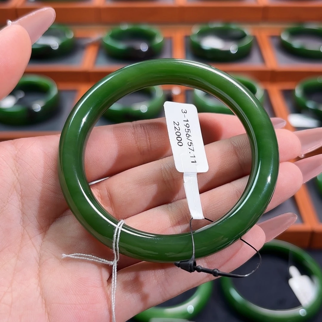 和田玉（碧玉）未镶嵌手镯辣菠菜美人条5657