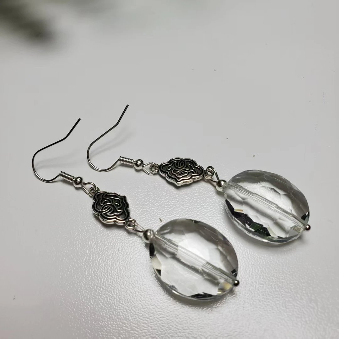 S866【赵小姐】时尚百搭白水晶耳坠