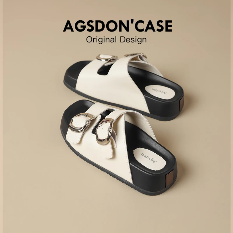 Y奥古狮登半拖鞋女夏季外穿2025新款露趾勃肯凉鞋一字带百搭厚底Y