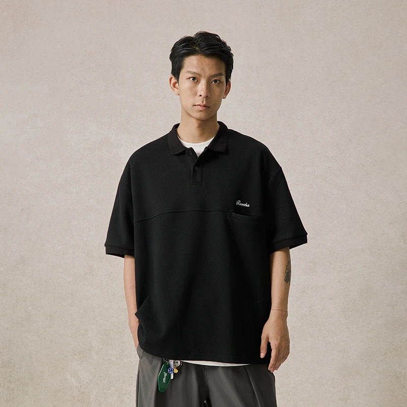 REOCHA结构线绣花polo休闲短袖