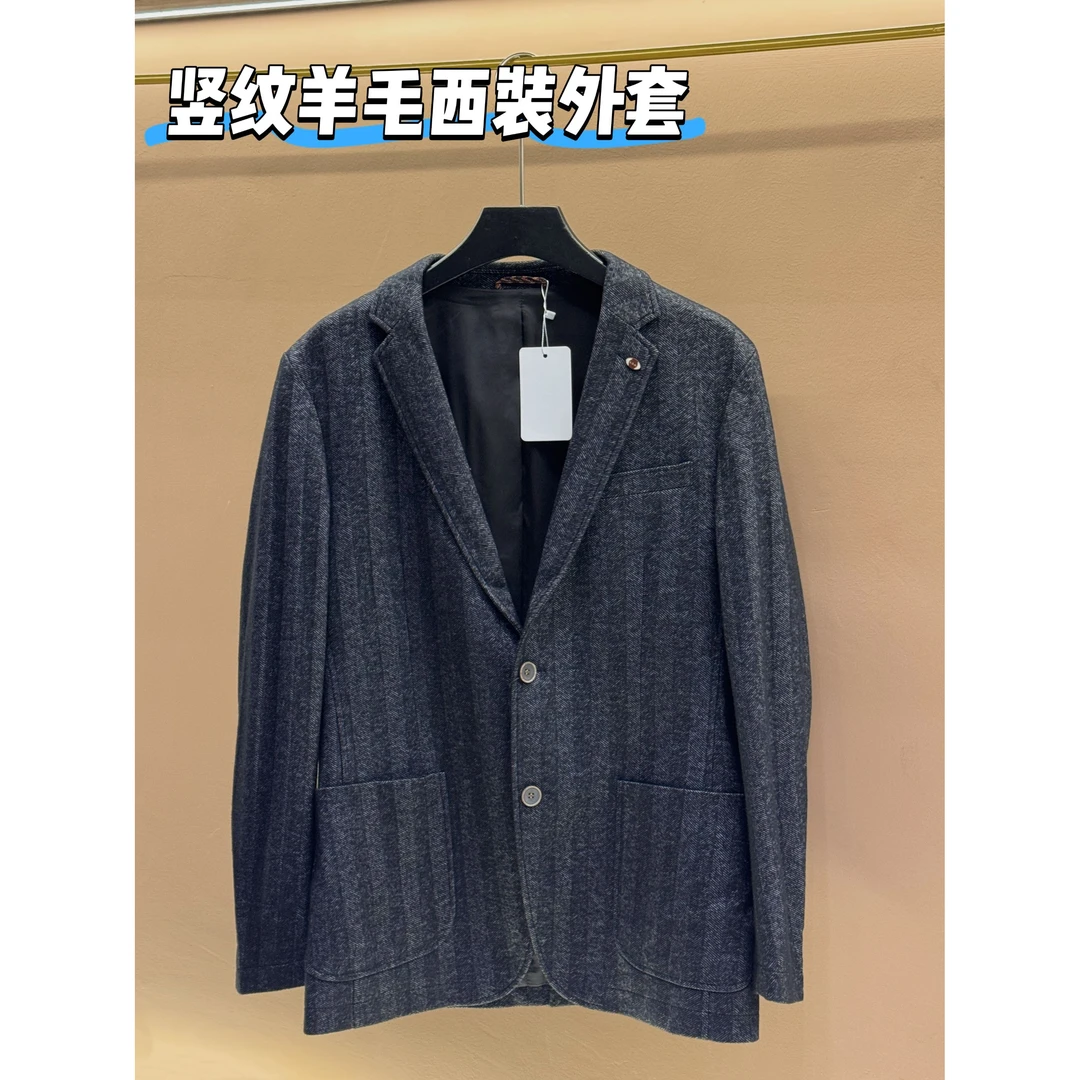 32968-暗纹长袖常规款春季西服上装西服水洗休闲