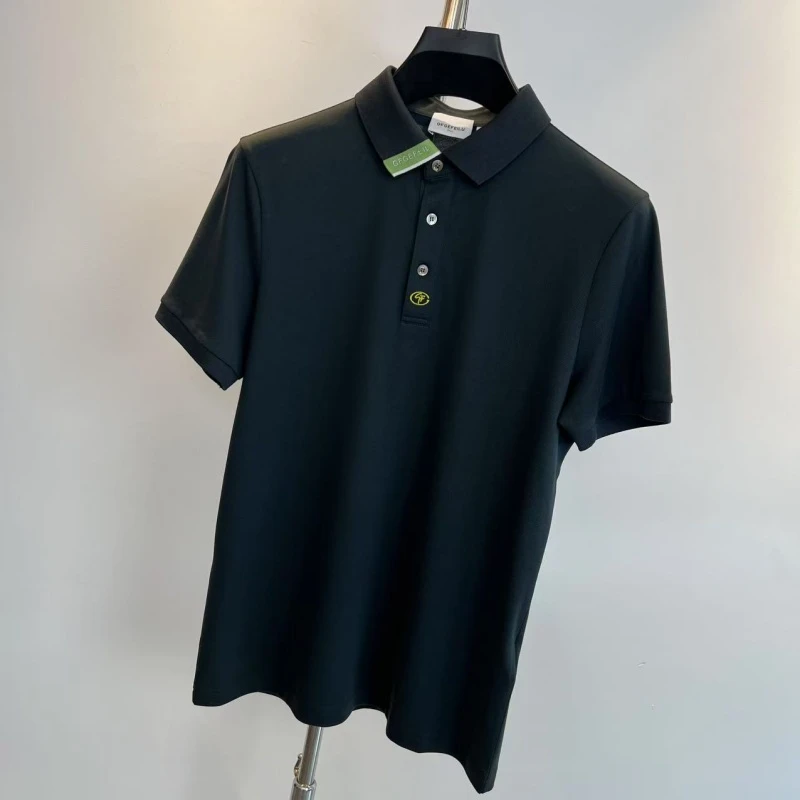 男士轻奢时尚休闲百搭黑色商务翻领夏季半袖春夏简约潮流修身经典