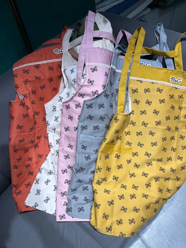 凯特新款蝴蝶背肩式小众粉色时尚清洗家用厨房办公用气质款围裙