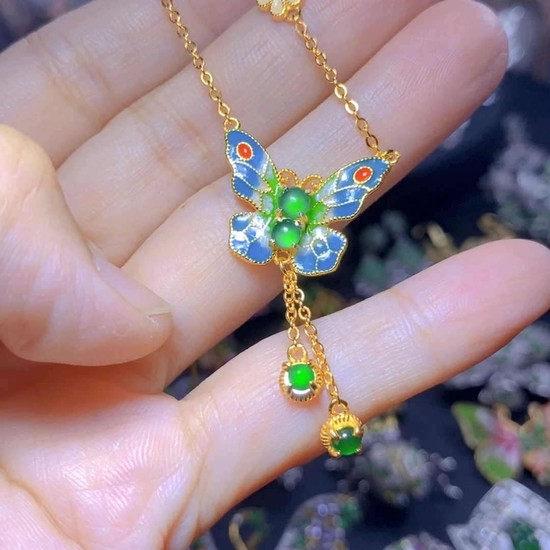 翡翠银S925镶嵌吊坠(不含链)天然翡翠