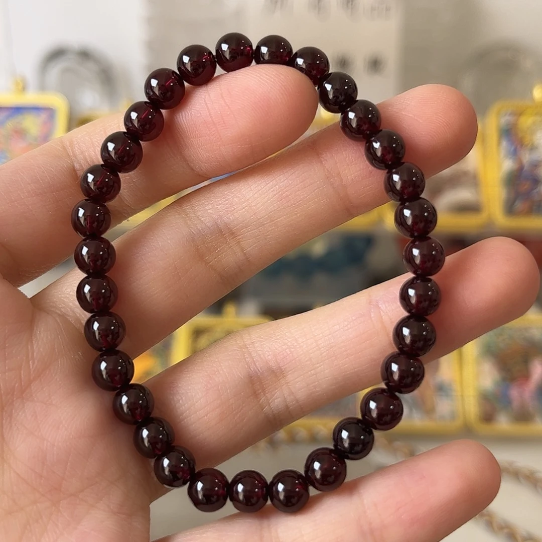 石榴石银S925镶嵌手链矿坑