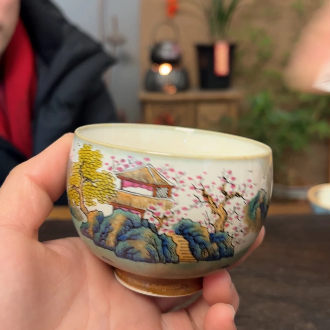 杯景德镇柴烧手绘杯