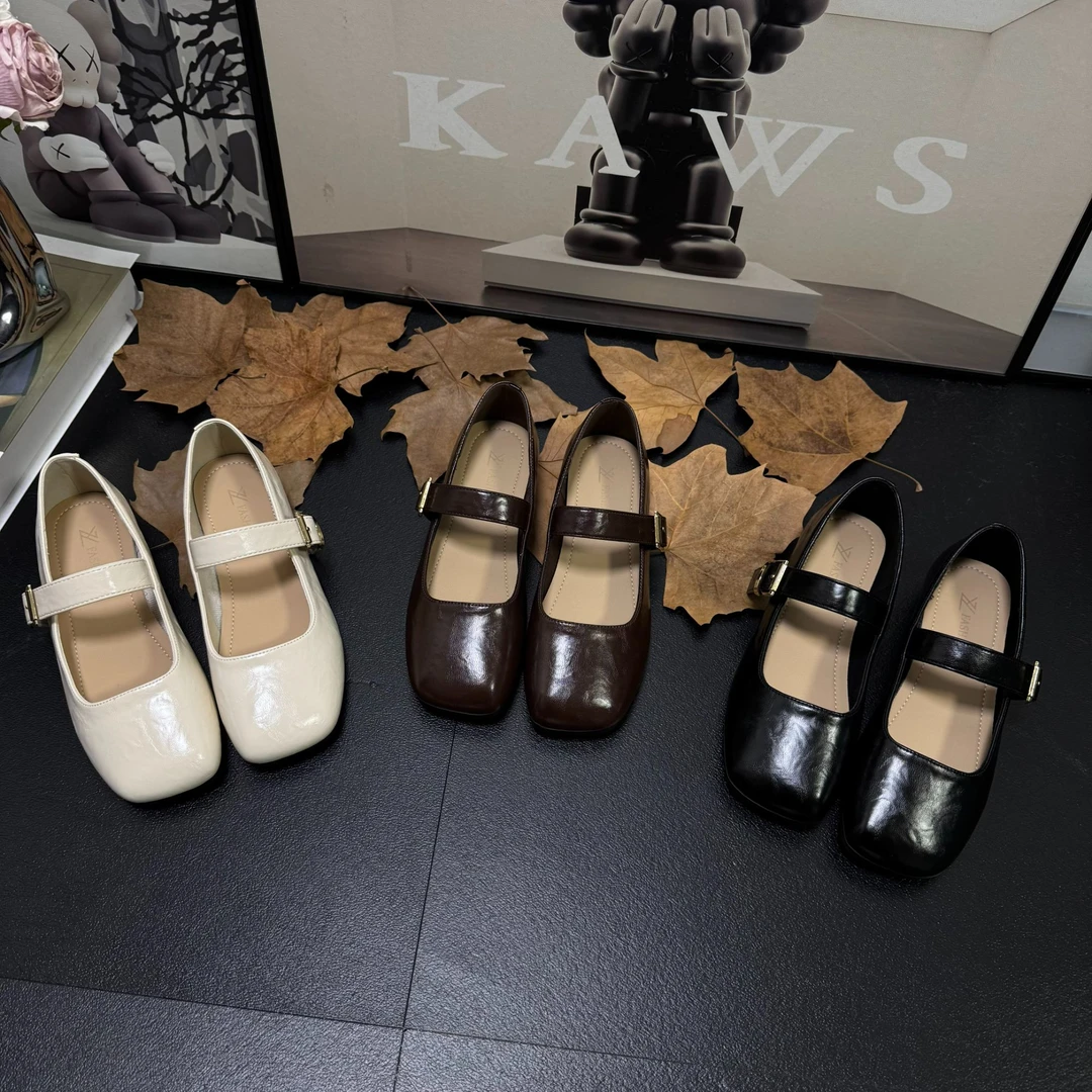 法式气质玛丽珍鞋女方头复古单鞋平底百搭小皮鞋2025春季新款软底