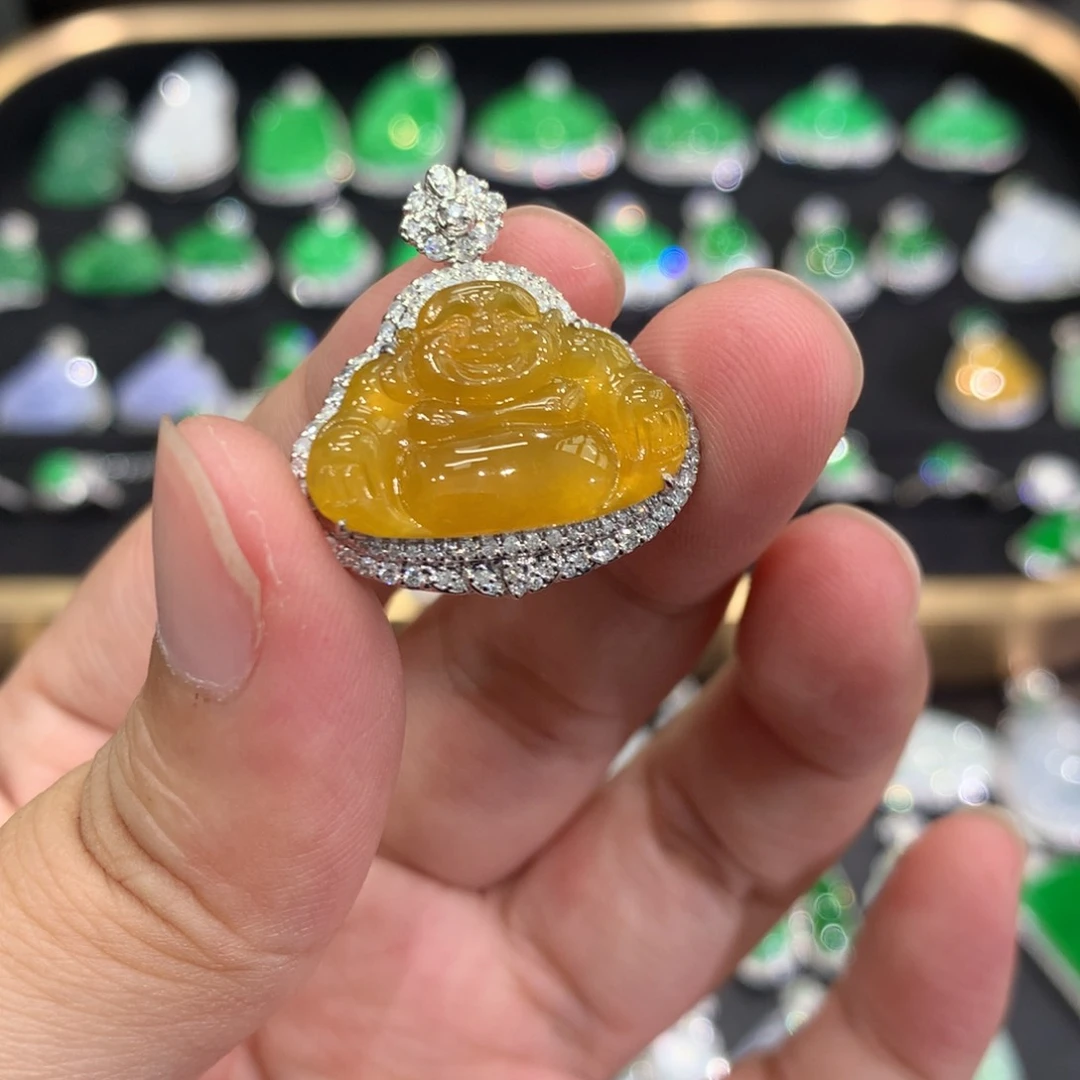 翡翠18K金镶嵌吊坠(不含链)吊坠