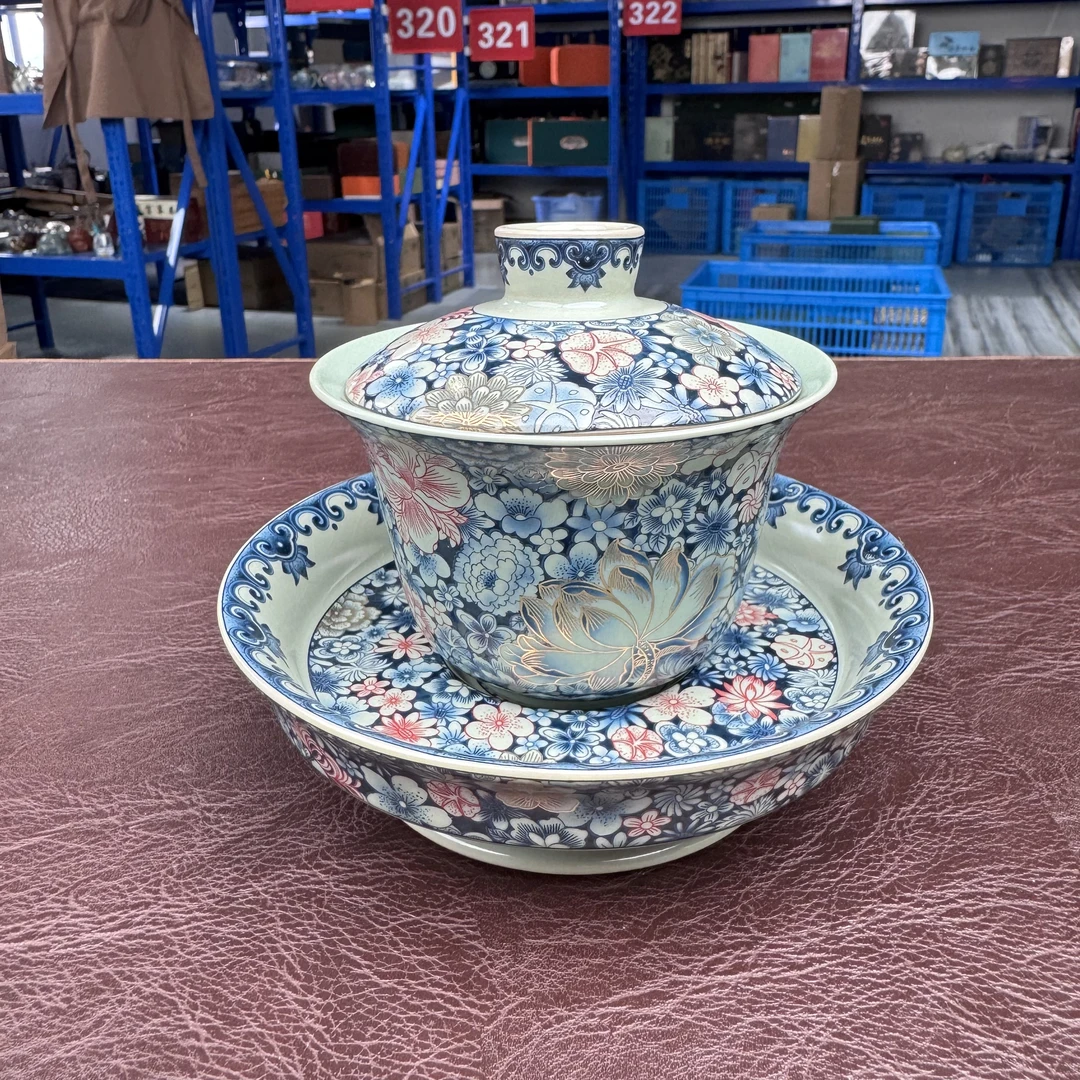 汝窑繁花似锦三才盖碗JLT