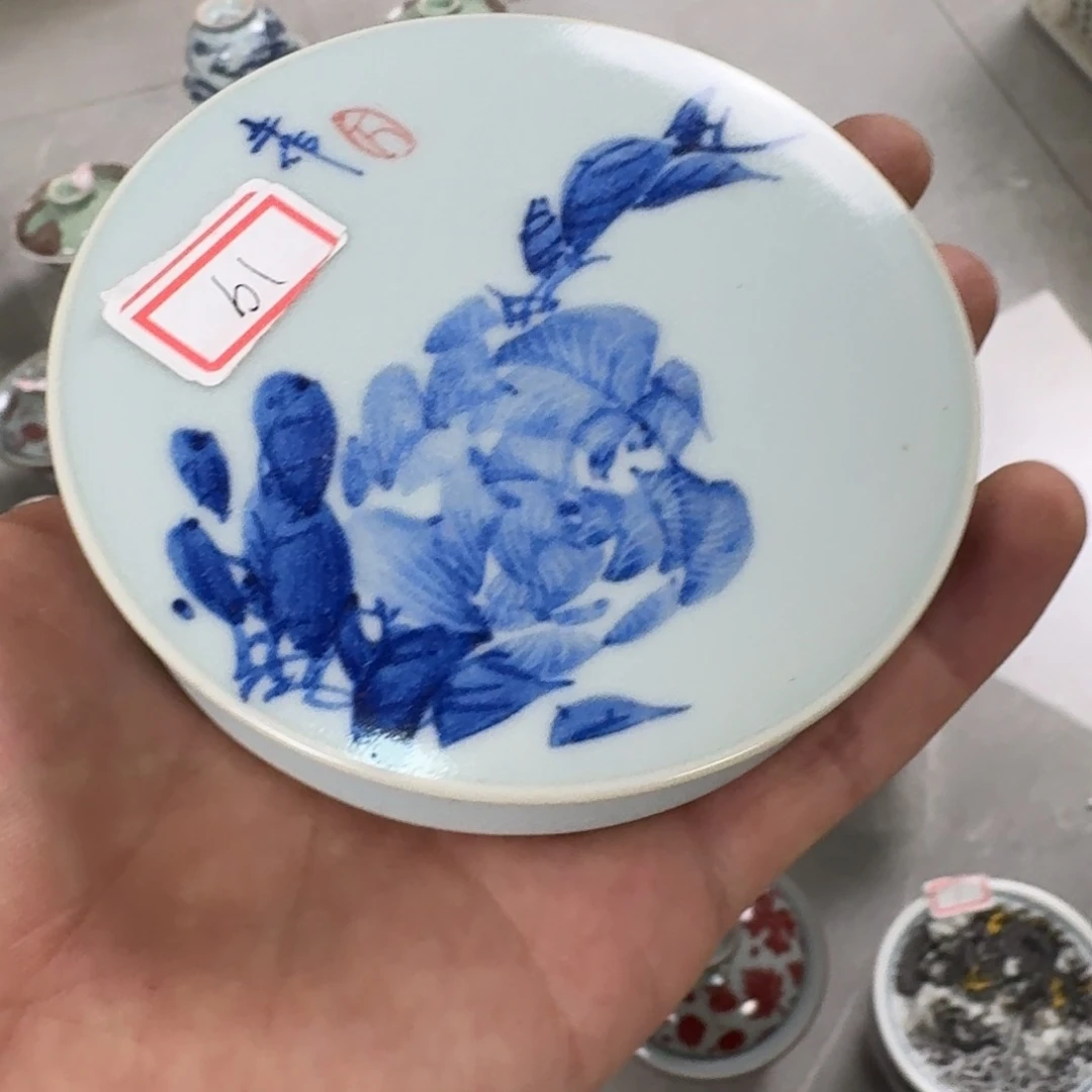 摆件手工手绘黑牡丹花盖置