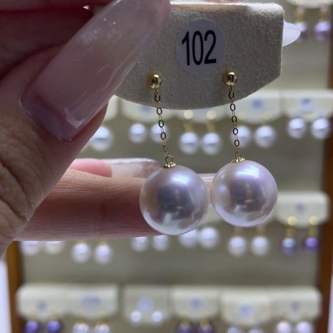 淡水珍珠耳饰18K金镶嵌