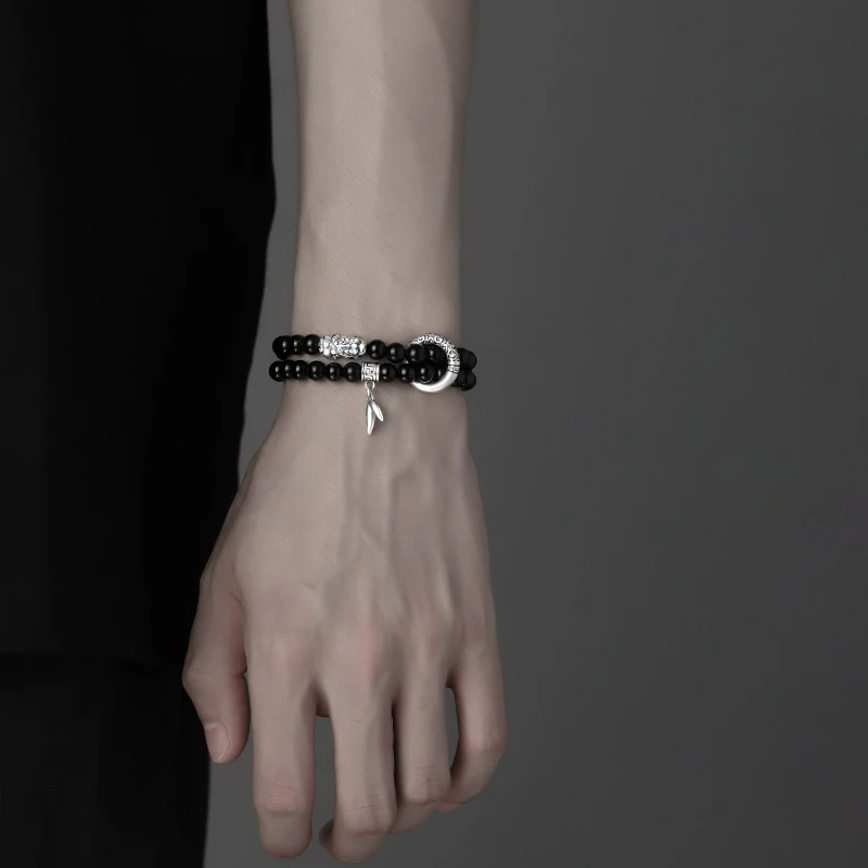 足银手链 《寻竹》999足银手链男平安扣手串男款送男友礼物FJ501528