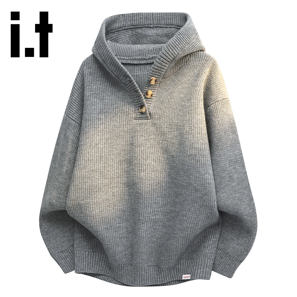 it:CHOCOOLATE美式潮牌个性连帽针织毛衣秋冬季休闲宽松保暖外套