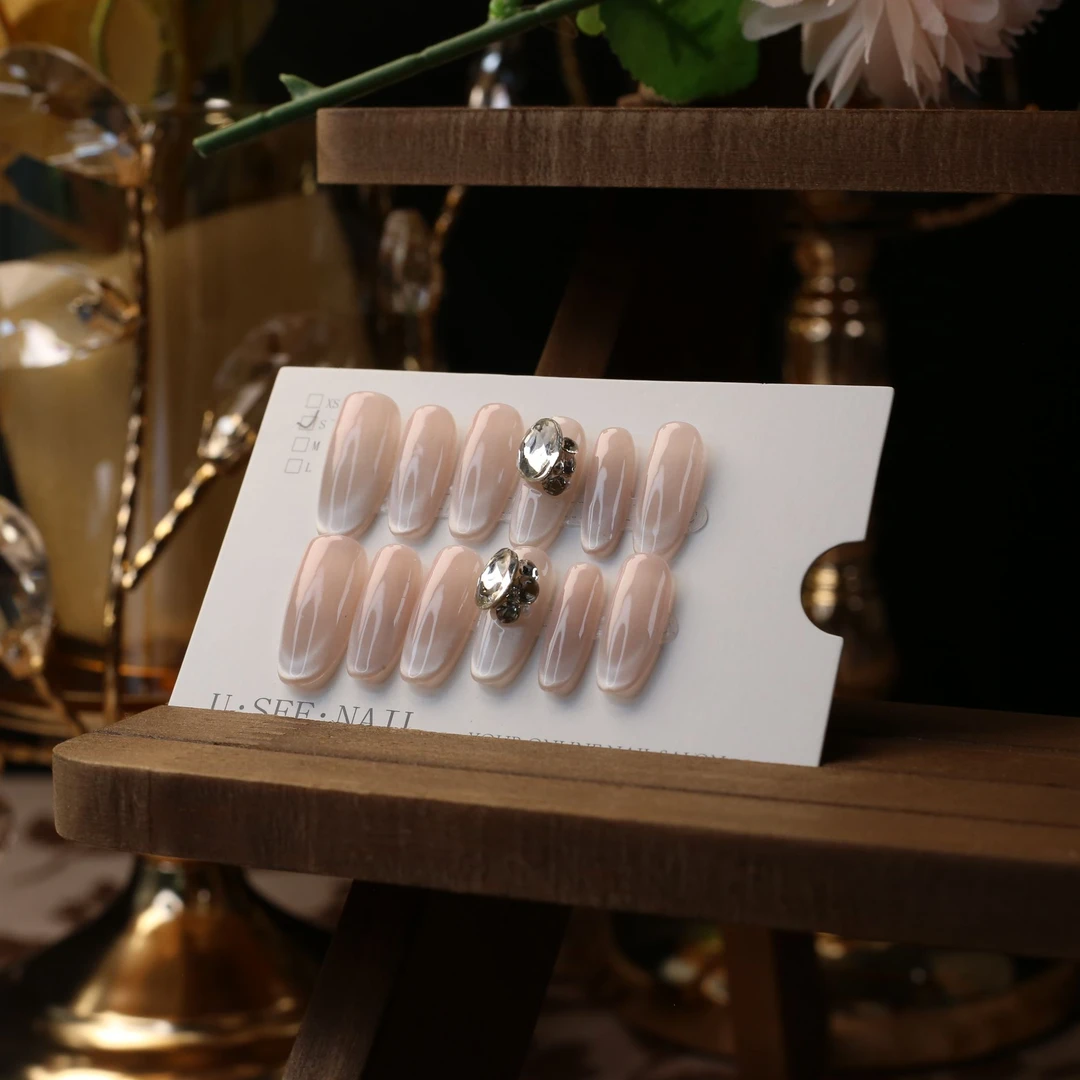 【追光猫眼】纯手工穿戴甲纯色可重复穿戴美甲贴 十片装 时尚心动甲