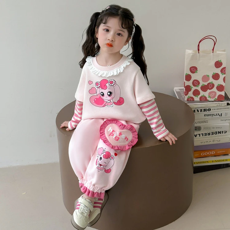 2025女童春秋儿童套装童装春秋女童运动洋气时尚卫衣长袖休闲女孩