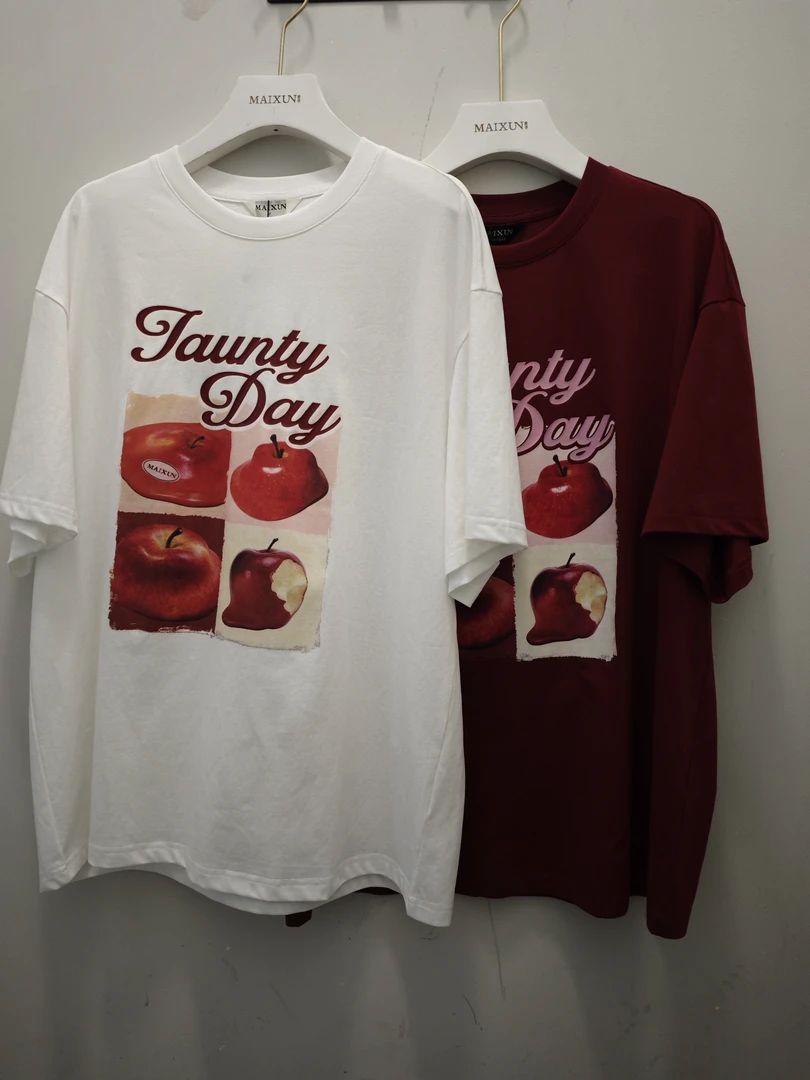 麦寻TXSES14B夏季新款时尚百搭休闲宽松大版显瘦短袖T恤圆领上衣