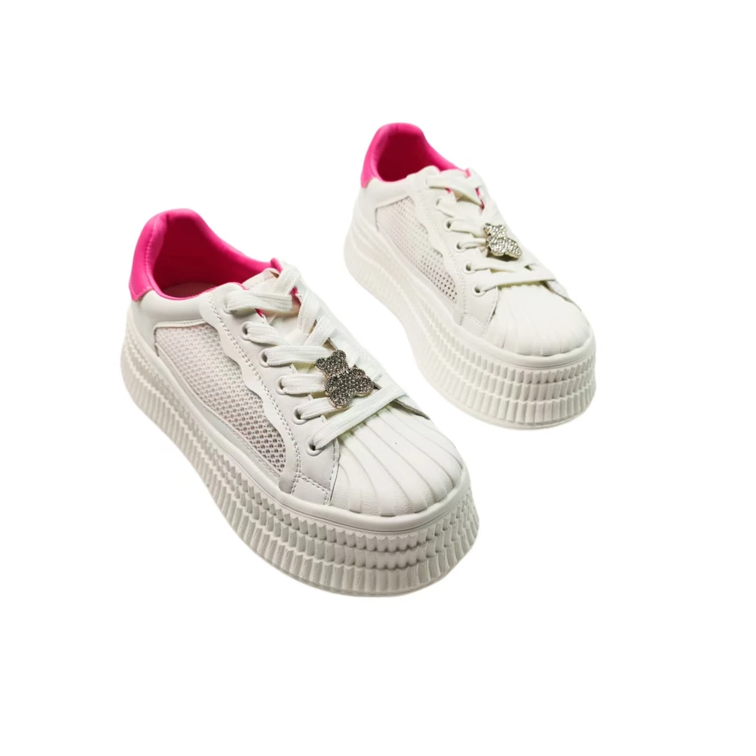 【昕昕严选】2025夏季新款贝壳头网面厚底小白鞋