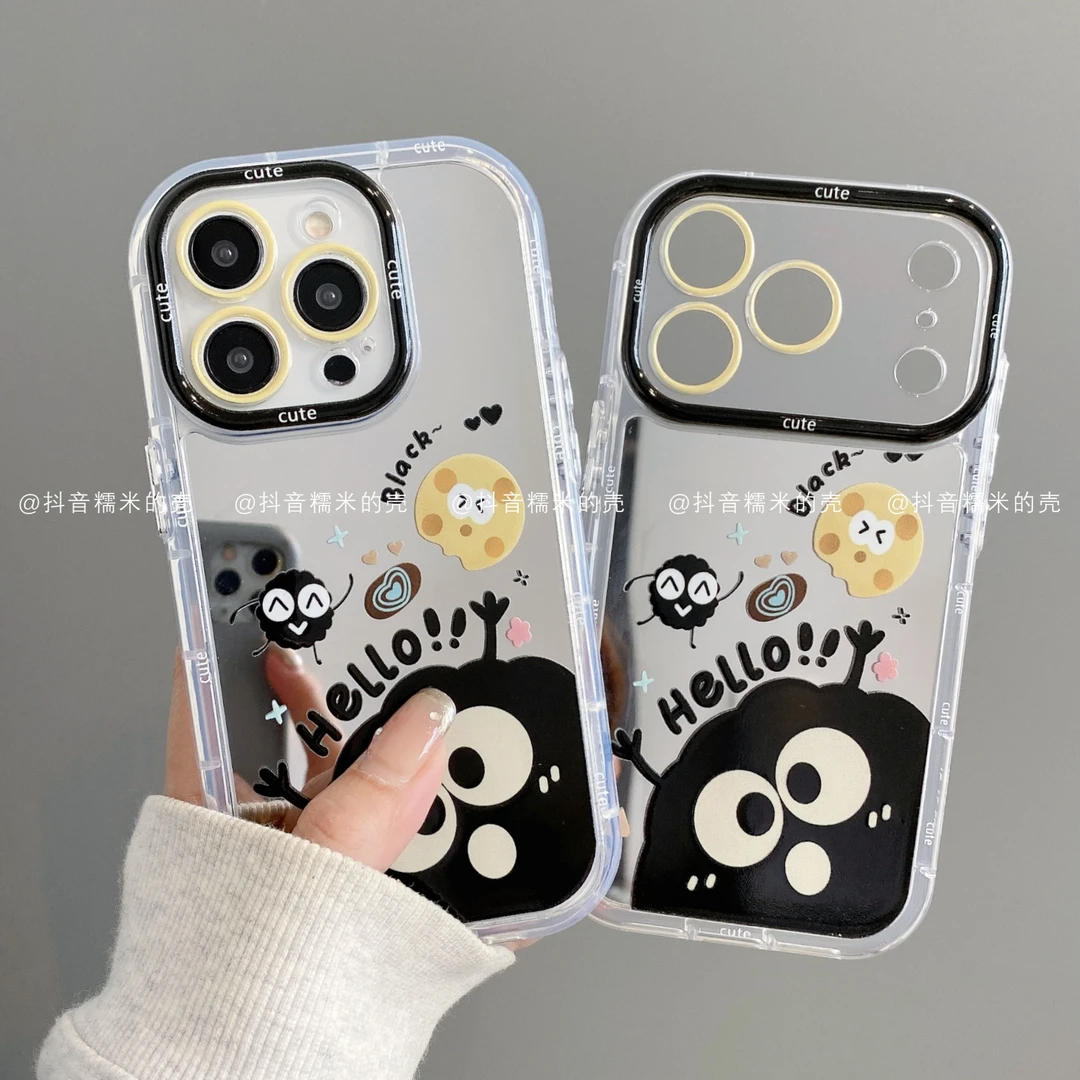 镜面奶油适用iphone17promax苹果16手机壳15/14/13/12华为潮煤球