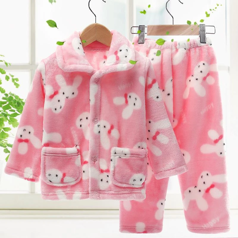 秋冬儿童绒睡衣新款秋冬季儿童睡衣法兰绒宝宝小孩男童女童大童珊