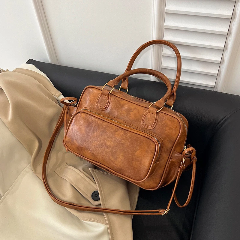 2024冬季新款手拎时尚百搭保龄球包简约休闲单肩斜挎