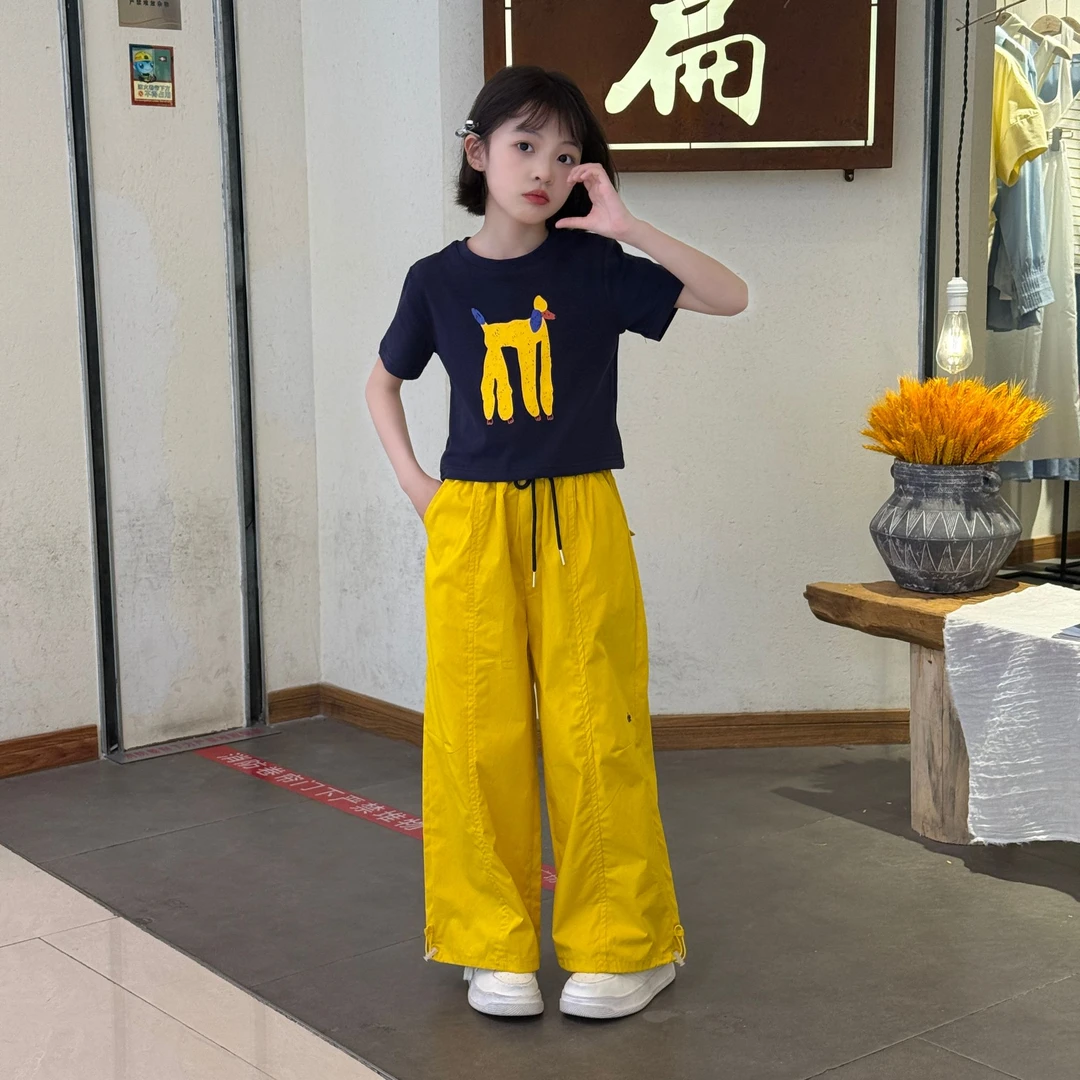 女童短袖运动风套装夏季韩版女孩薄款休闲两件套纯棉上衣运动裤子