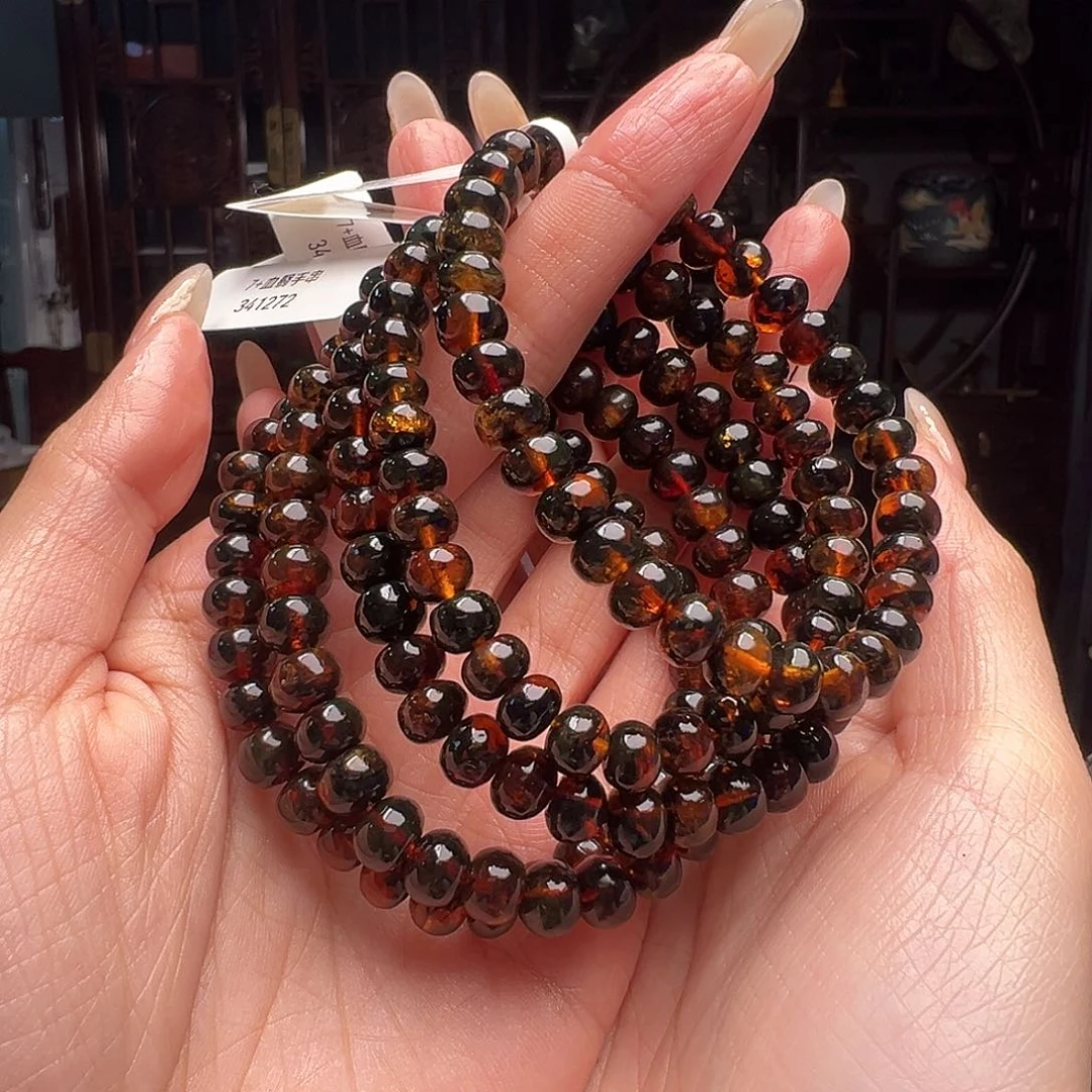 琥珀裸石未镶嵌抚顺琥珀20073-1多样性发其一7mm