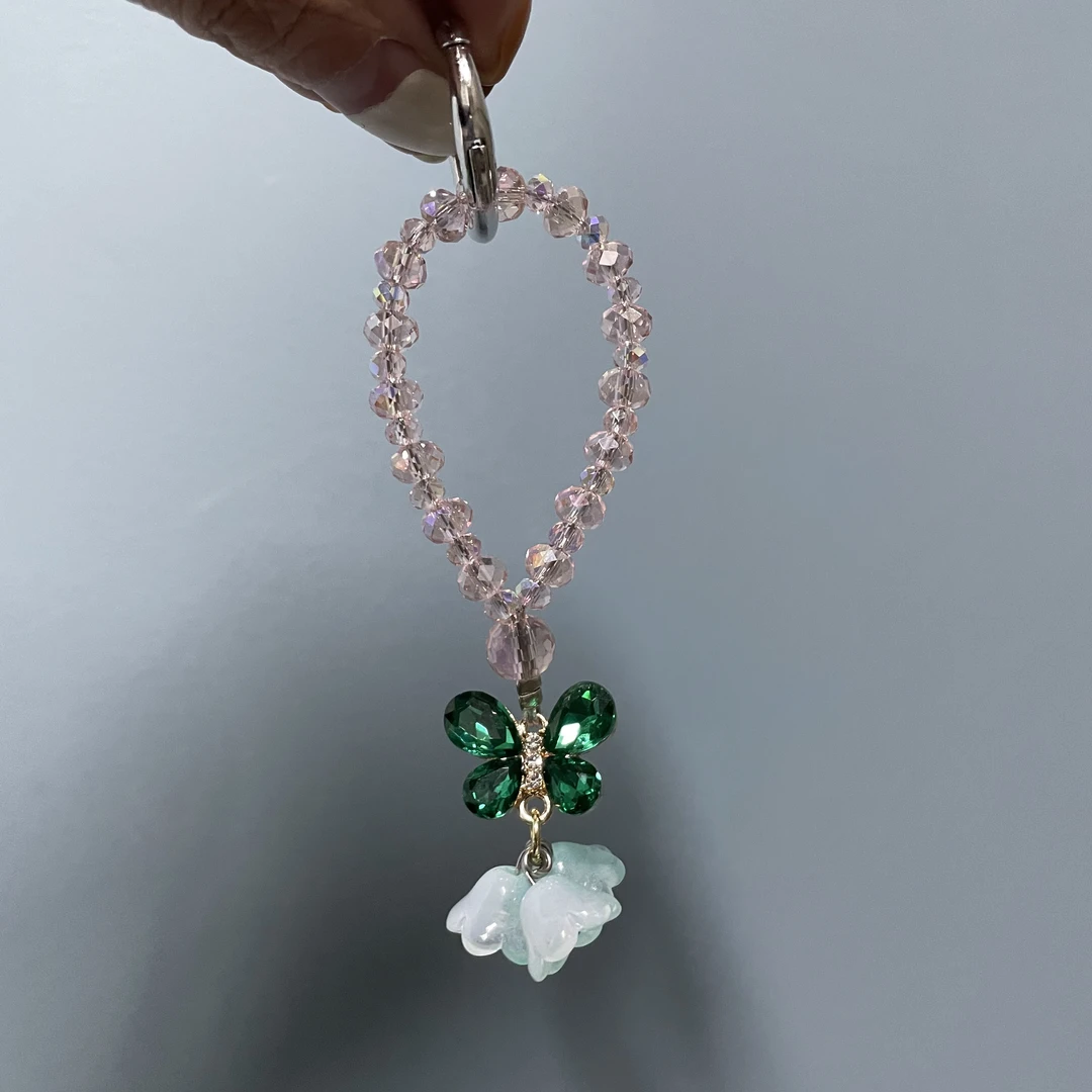 粉色短款手机链D782