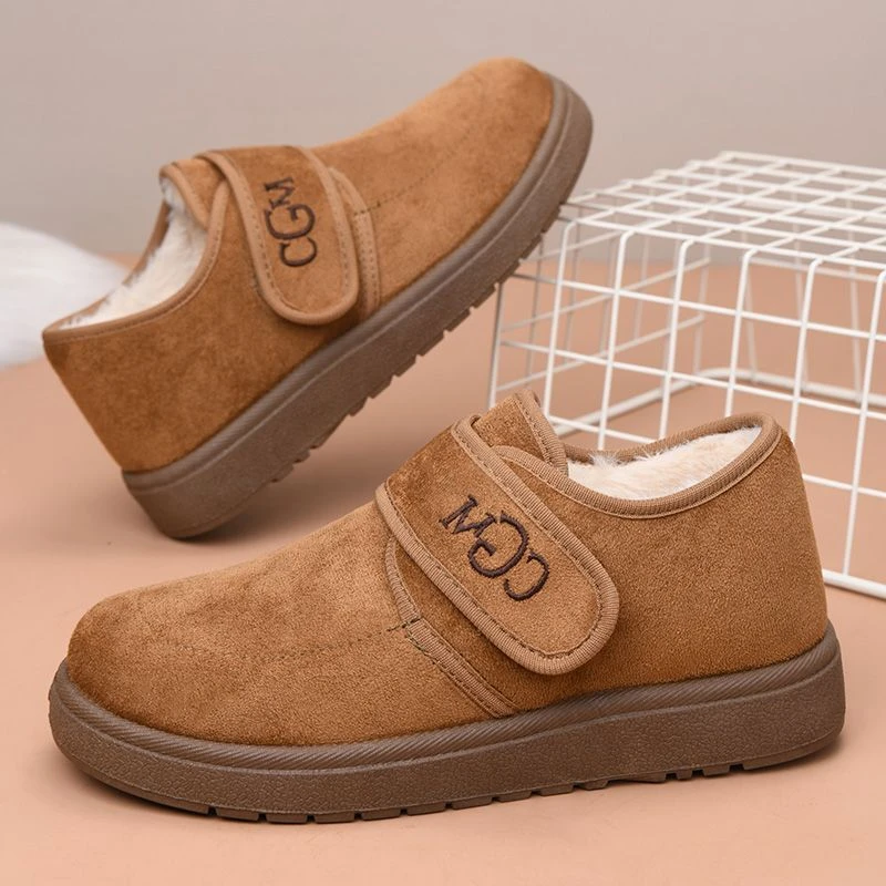 雪地靴加绒加厚休闲休闲风潮流风棉鞋冬季平底棉靴毛靴纯色