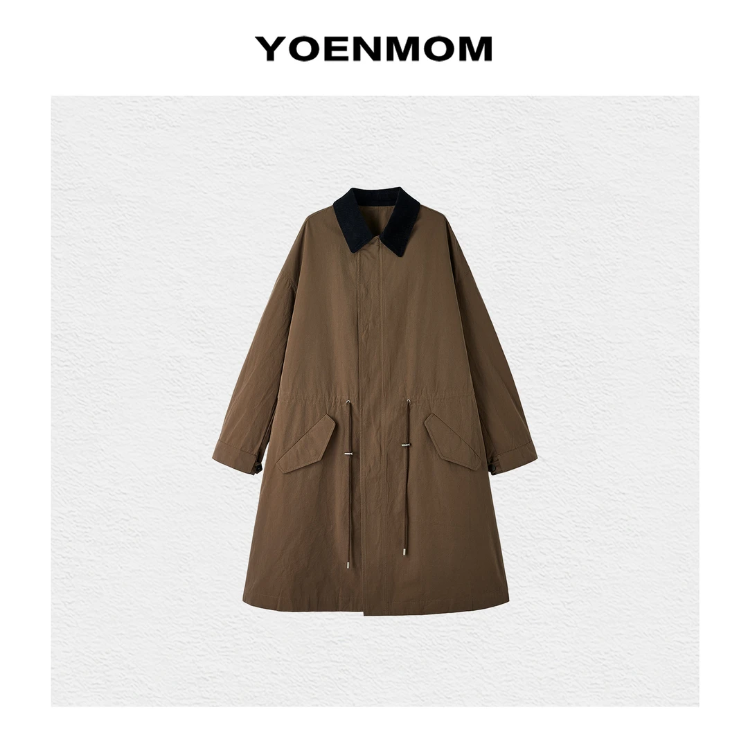YOENMOM·旅行家·春季新品 进口高密匹马棉盐缩工艺复古老钱风衣