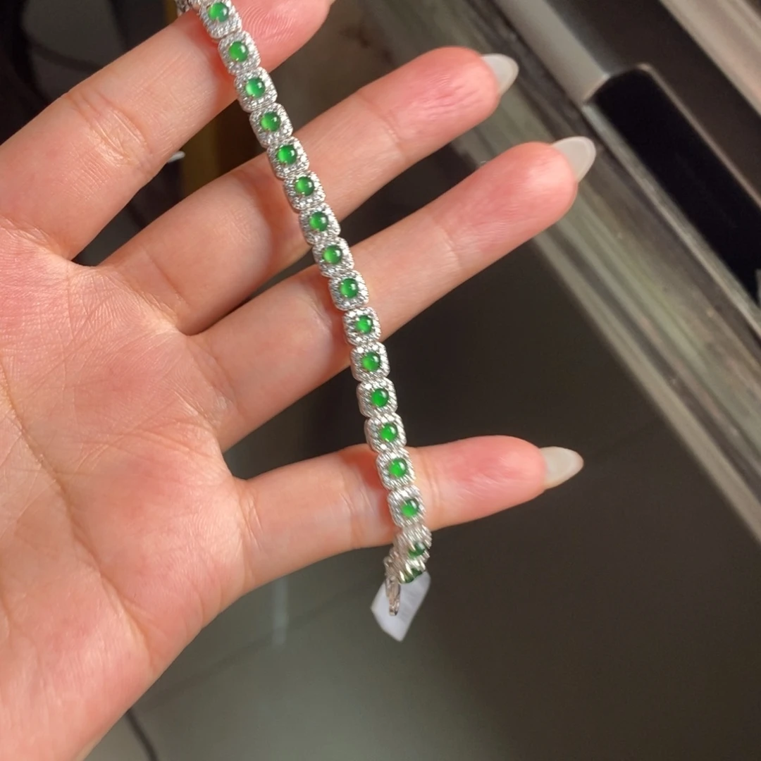 皆***往翡翠银S925镶嵌戒指天然翡翠