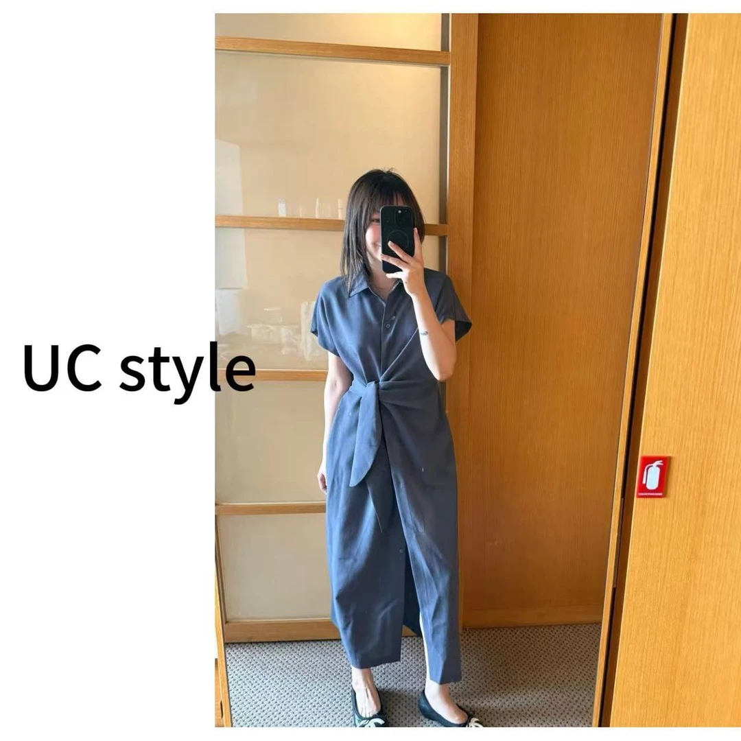 【UC STYLE】A8287翻领侧系结小设计连衣裙主播穿S码