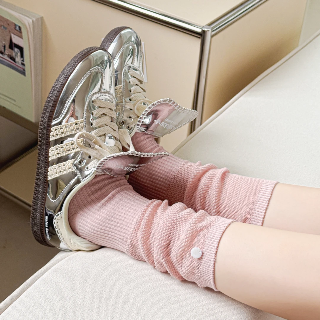 袜子女韩版中筒春夏季薄款堆堆袜彩色贝壳饰品长款袜子女ins风