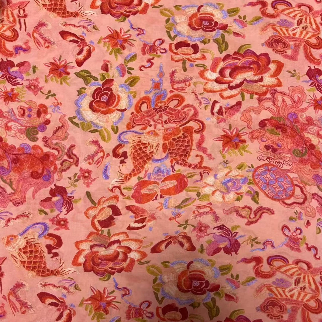 红鲤鱼）斜纹棉绸布料，柔软透气丝滑亲肤，连衣裙