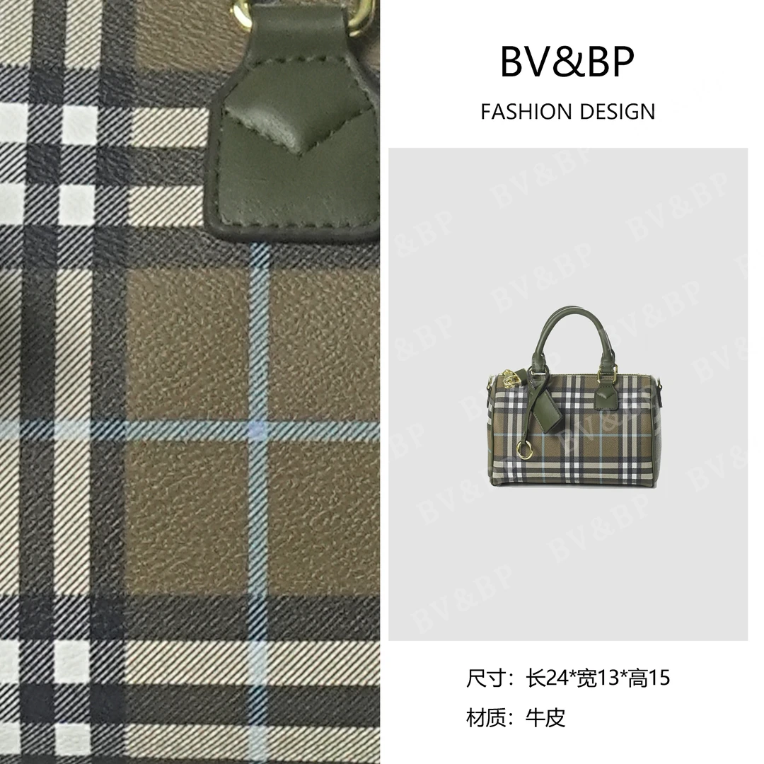 BV&BP· 原创设计 真皮高定手提单肩包  BV2505153-军绿格子