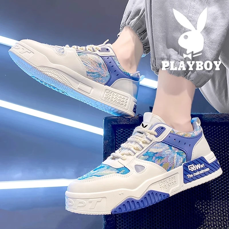 花花公子秘密森林油画板鞋男鞋冬季透气设计感小众厚底运动小白鞋