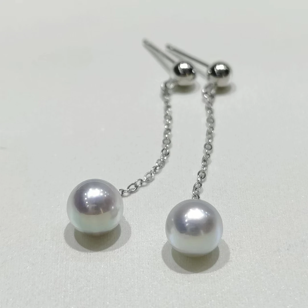【焱焱甄选】海水真多麻色耳线（6-7mm）S925银