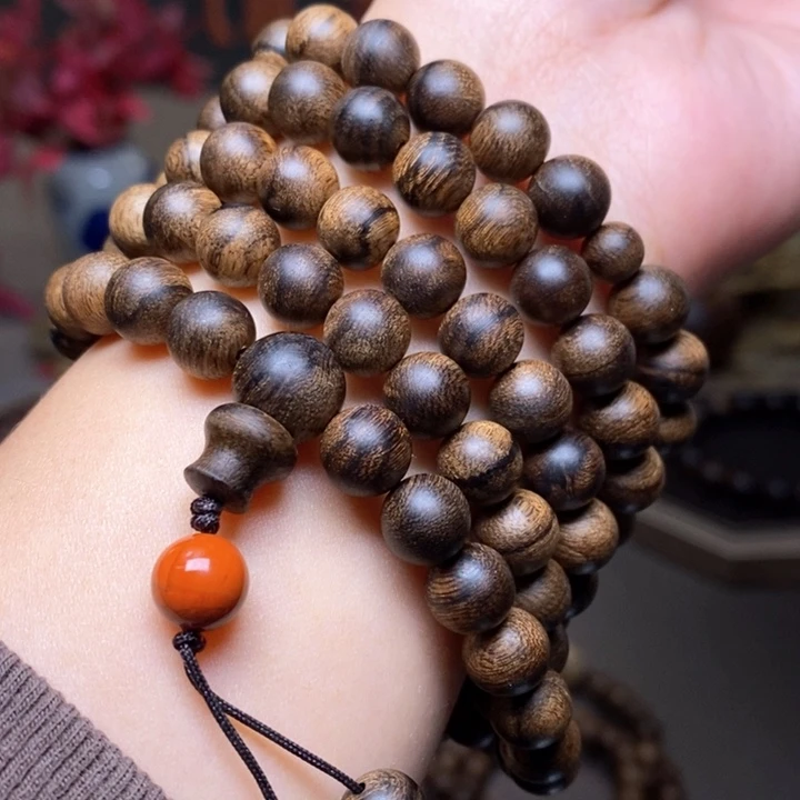 沉香手串越南芽庄帝王金丝窖藏典藏版瘤疤白棋楠0.8✖️108