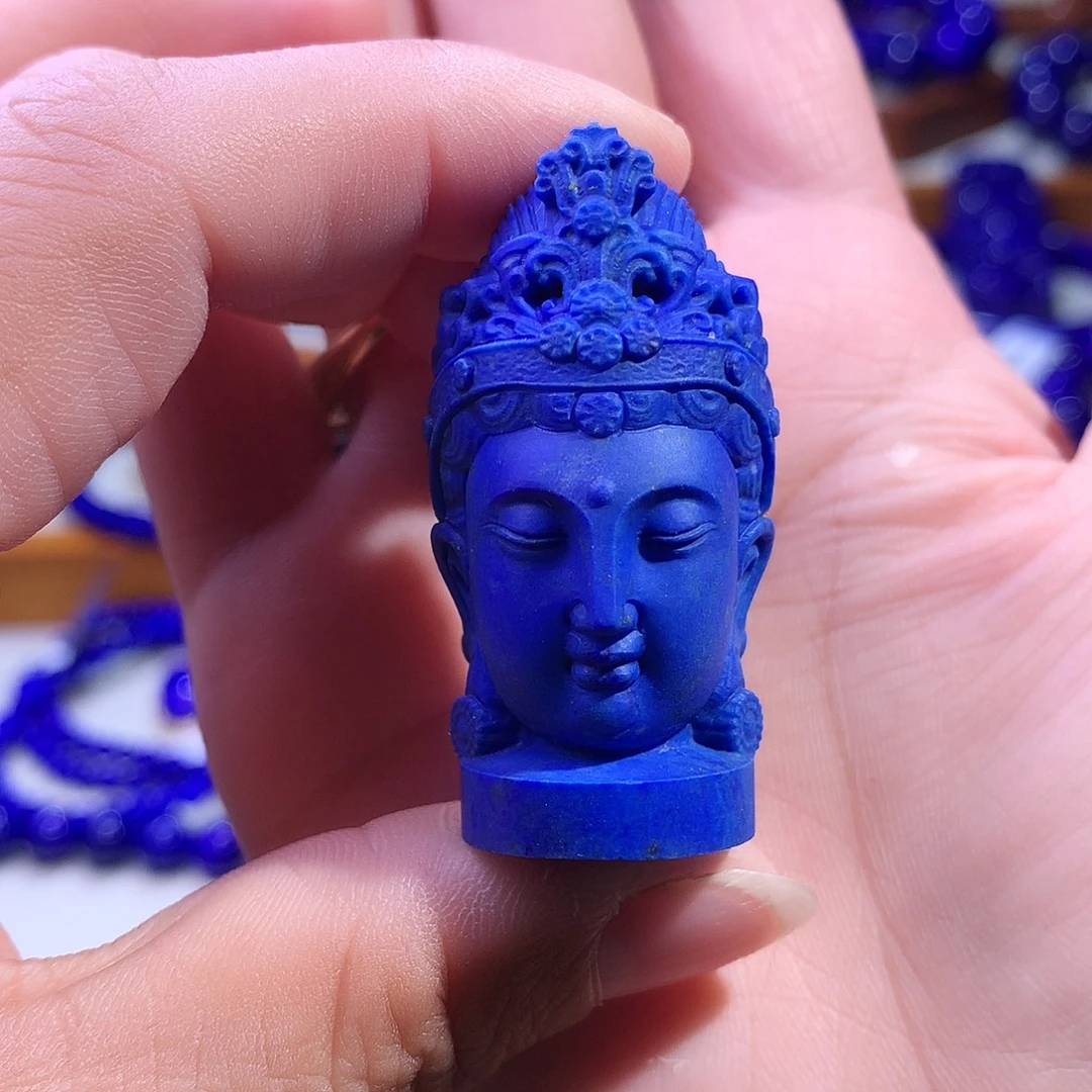 青金石未镶嵌摆件精工观音