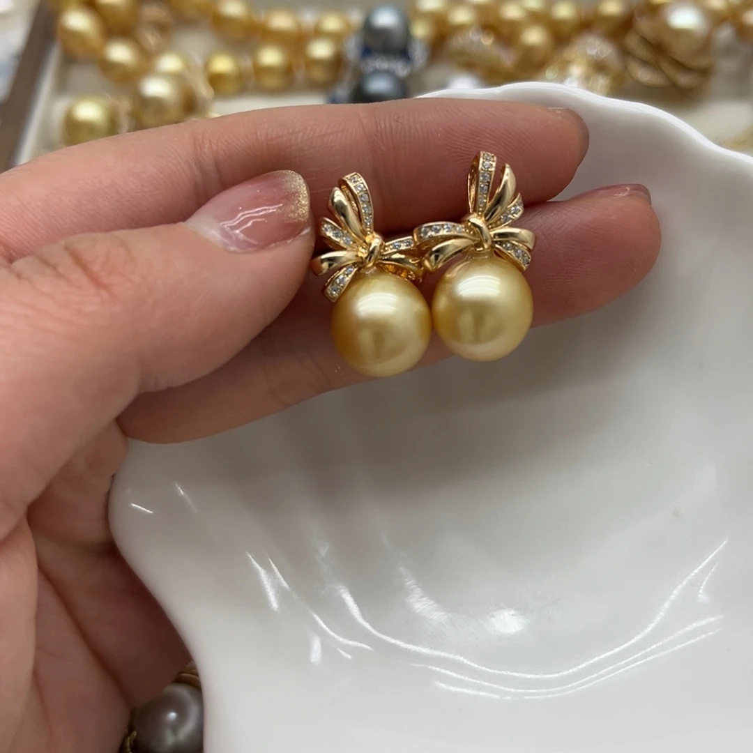 耳饰银S925镶嵌海水珍珠