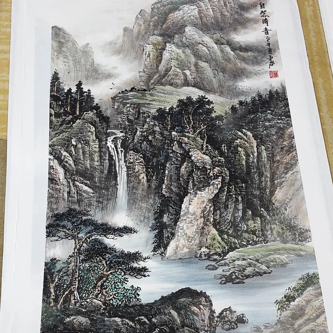 龙***猫国画三尺整纸手绘作品