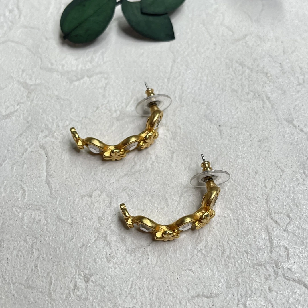 铜合金合成锆石耳饰 【六六中古】孤品复古耳夹th4991