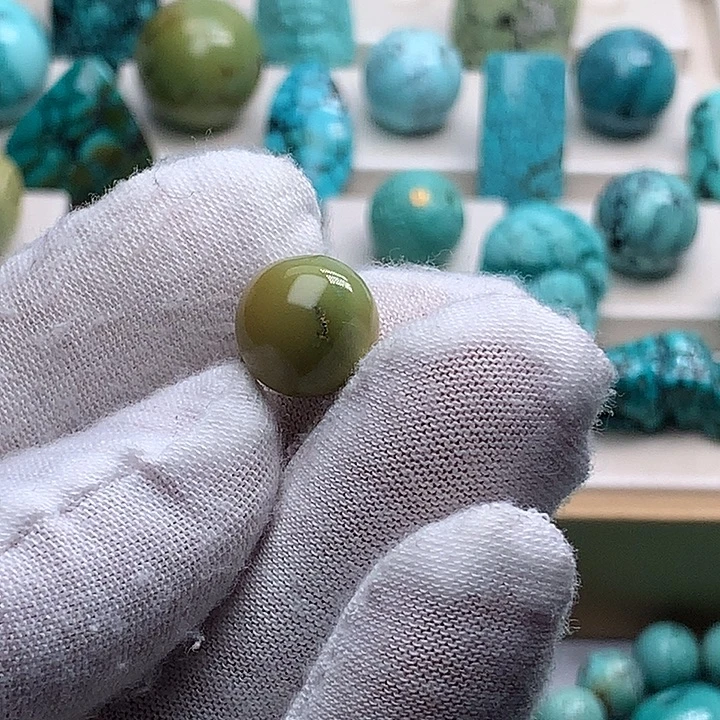 绿松石未镶嵌珠宝奇石直径11.8特色菜籽黄圆珠