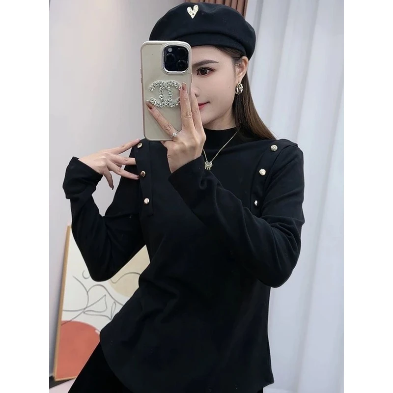 大码磨毛德绒加绒半高领保暖长袖打底衫T恤女秋冬季显瘦内搭上衣