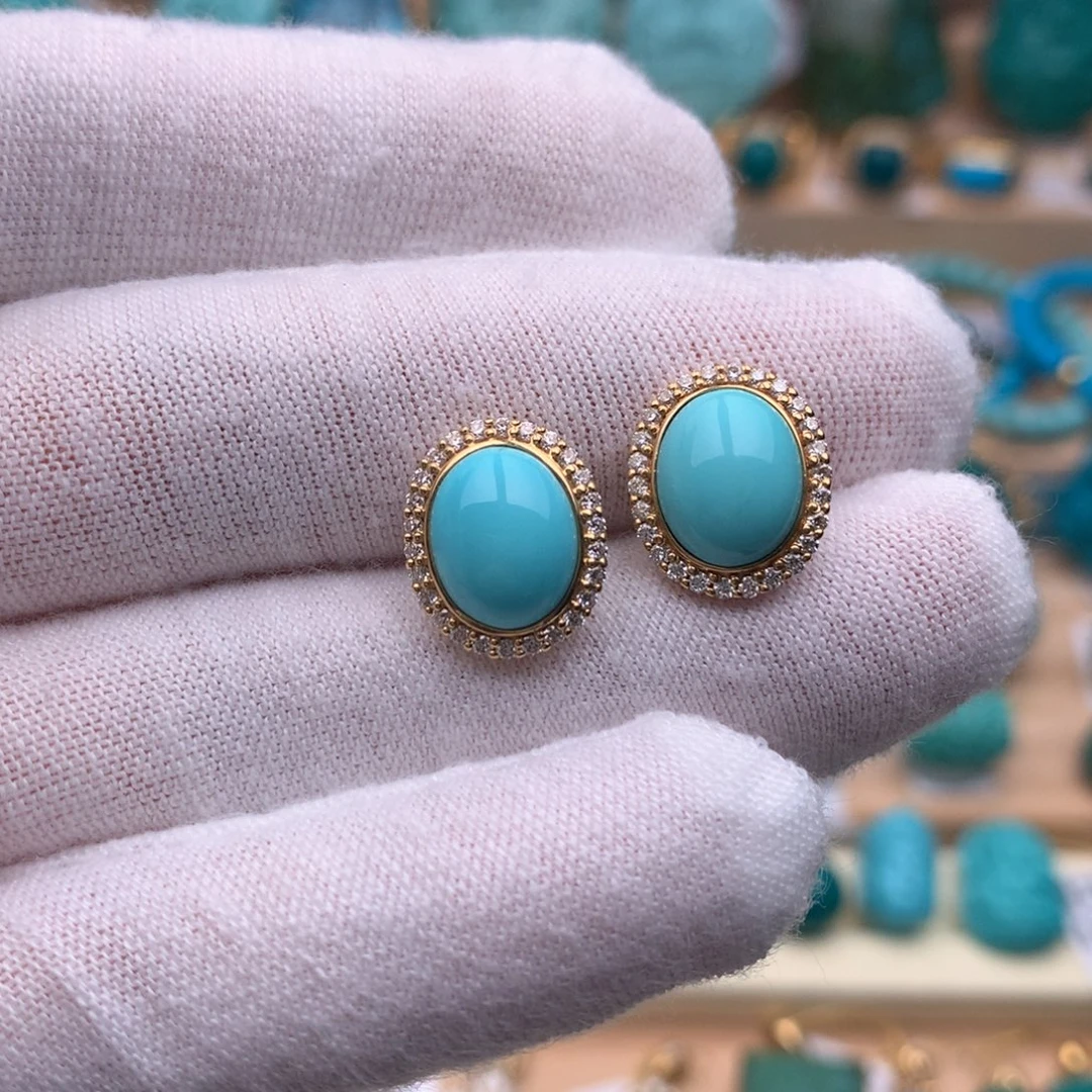 绿松石18K金镶嵌珠宝奇石