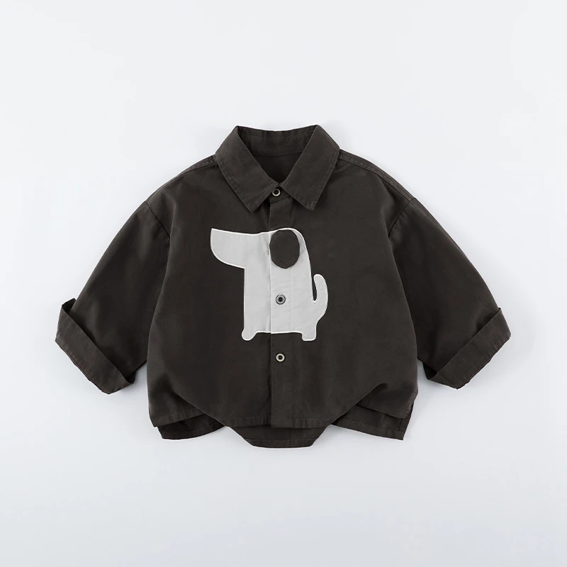 SCBEBE“泥萌侦探”儿童秋上新棉衬衫外套韩版百搭纯棉上衣AW945