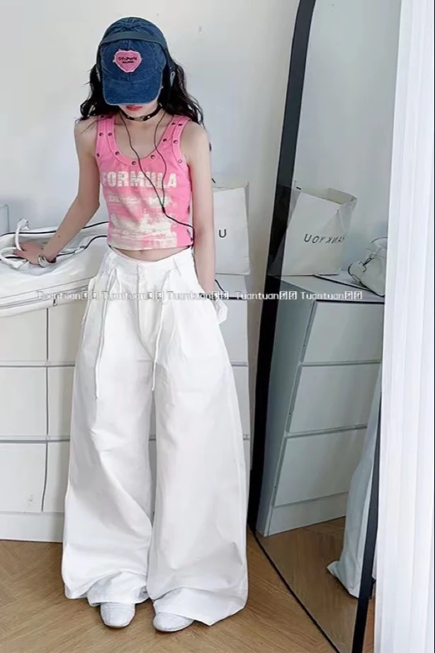 TUANTUAN 2025 背心字母两色上衣甜酷辣妹风