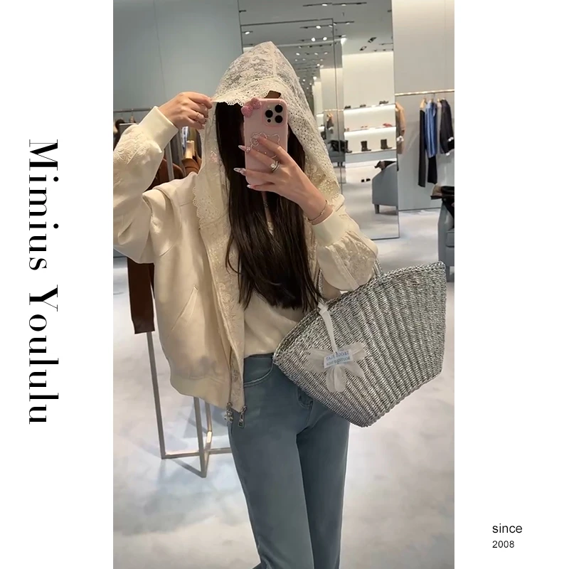 【mimius】&七七 蕾丝钩花拼接假两件外套  G02189