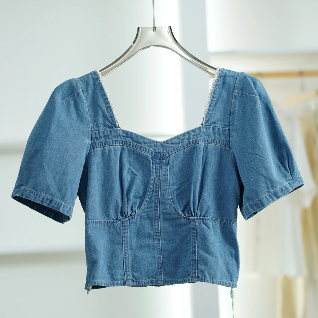 一路童行 谷系列  B166 女装夏短袖小衫蓝色212XXS301-1