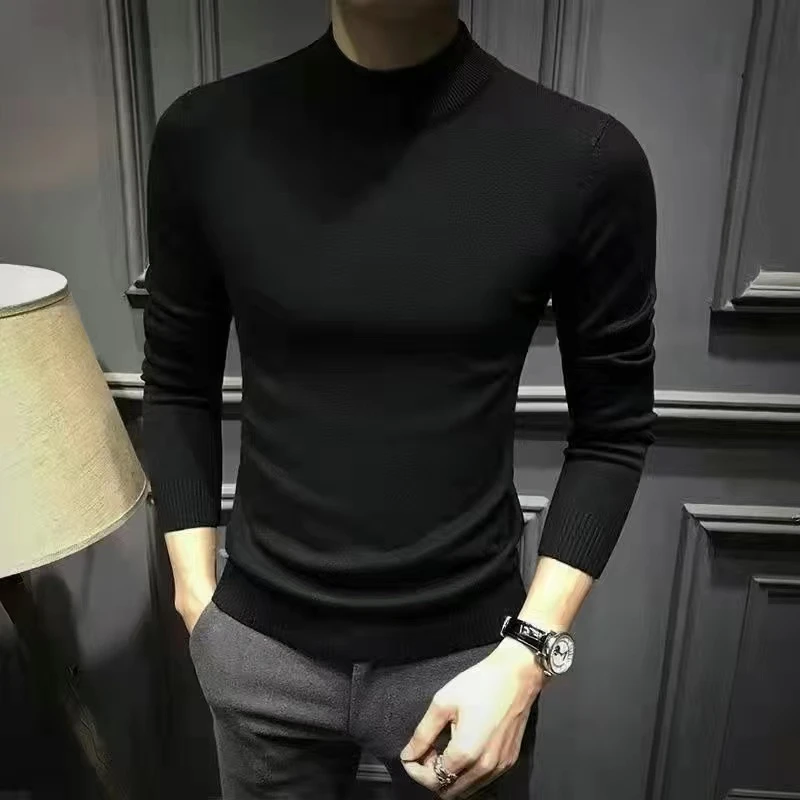 毛衣针织衫韩版男士半高领针织打底衫秋冬季修身长袖内搭百搭时尚
