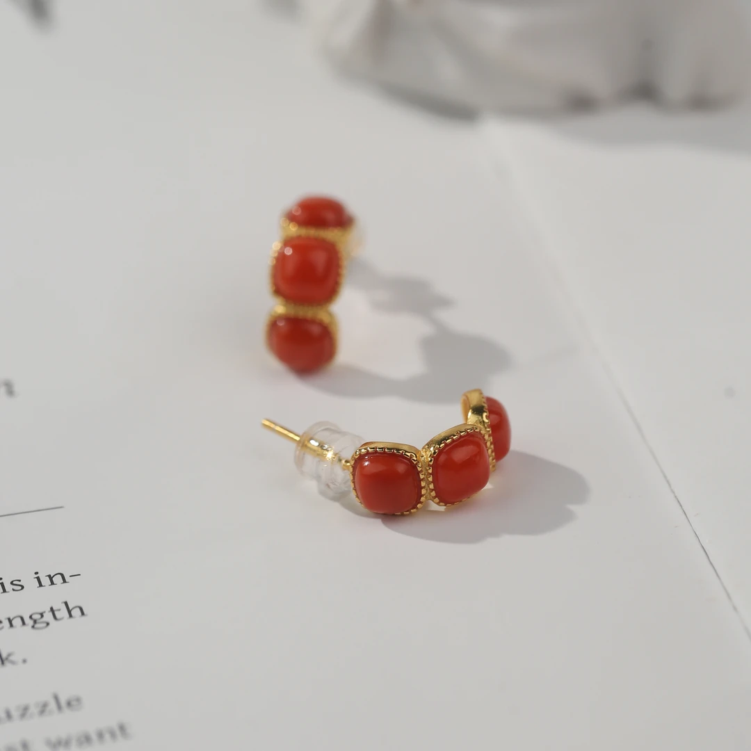 【666】南红耳钉 （天然珠宝多样性发其一）